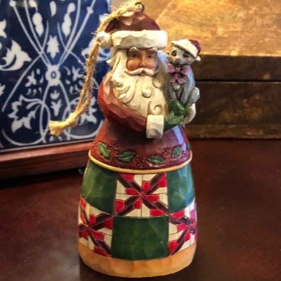 JIM SHORE Santa With Cat Ornament Heartwood Creek 2015 - Picture 9 of 9